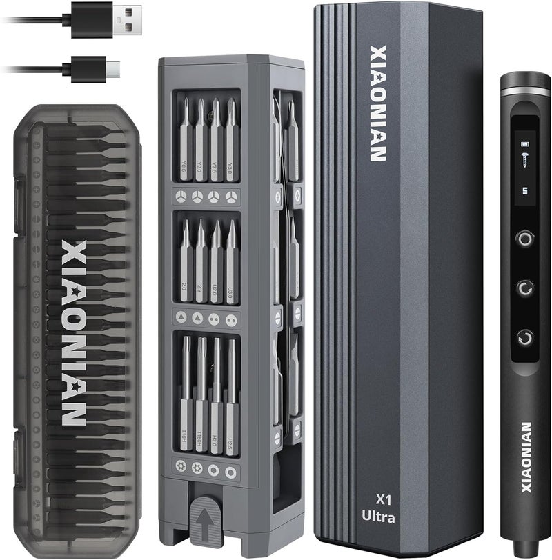 XIAONIAN Electric Screwdriver Set,76 IN 1 Mini Electric Screwdriver Cordless Set with LED Display,5 Torque Settings Repair Tool Kit for Electronics Phone Camera Laptop Watch - Image 1
